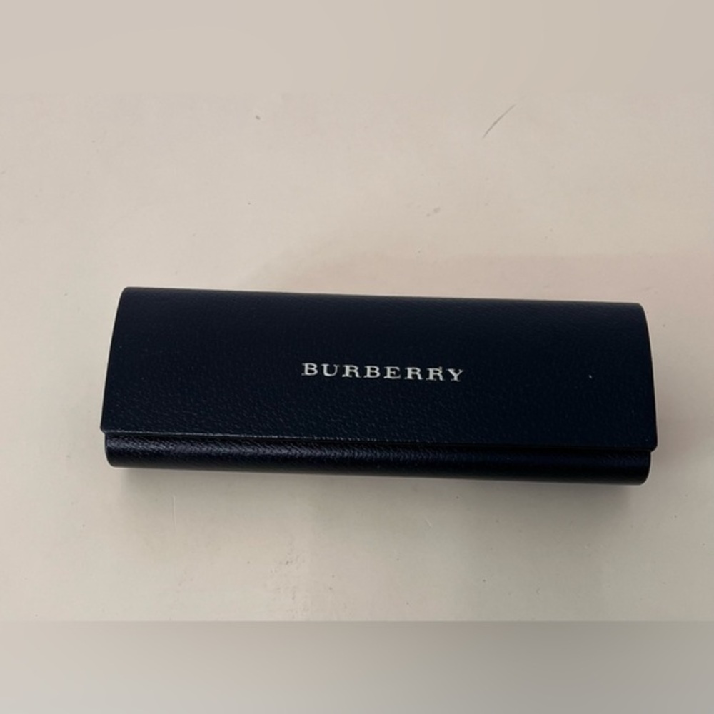 Burberry hard-shell black leather glasses case